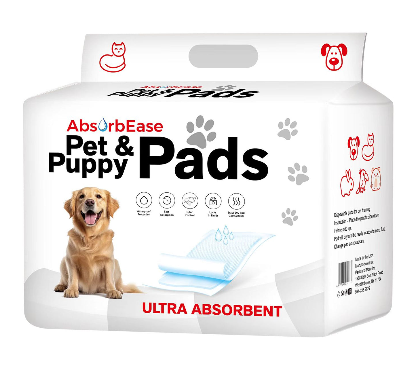AbsorbEase Disposable 30x30 Inch Underpads | Puppy Training Housebreaking Pads