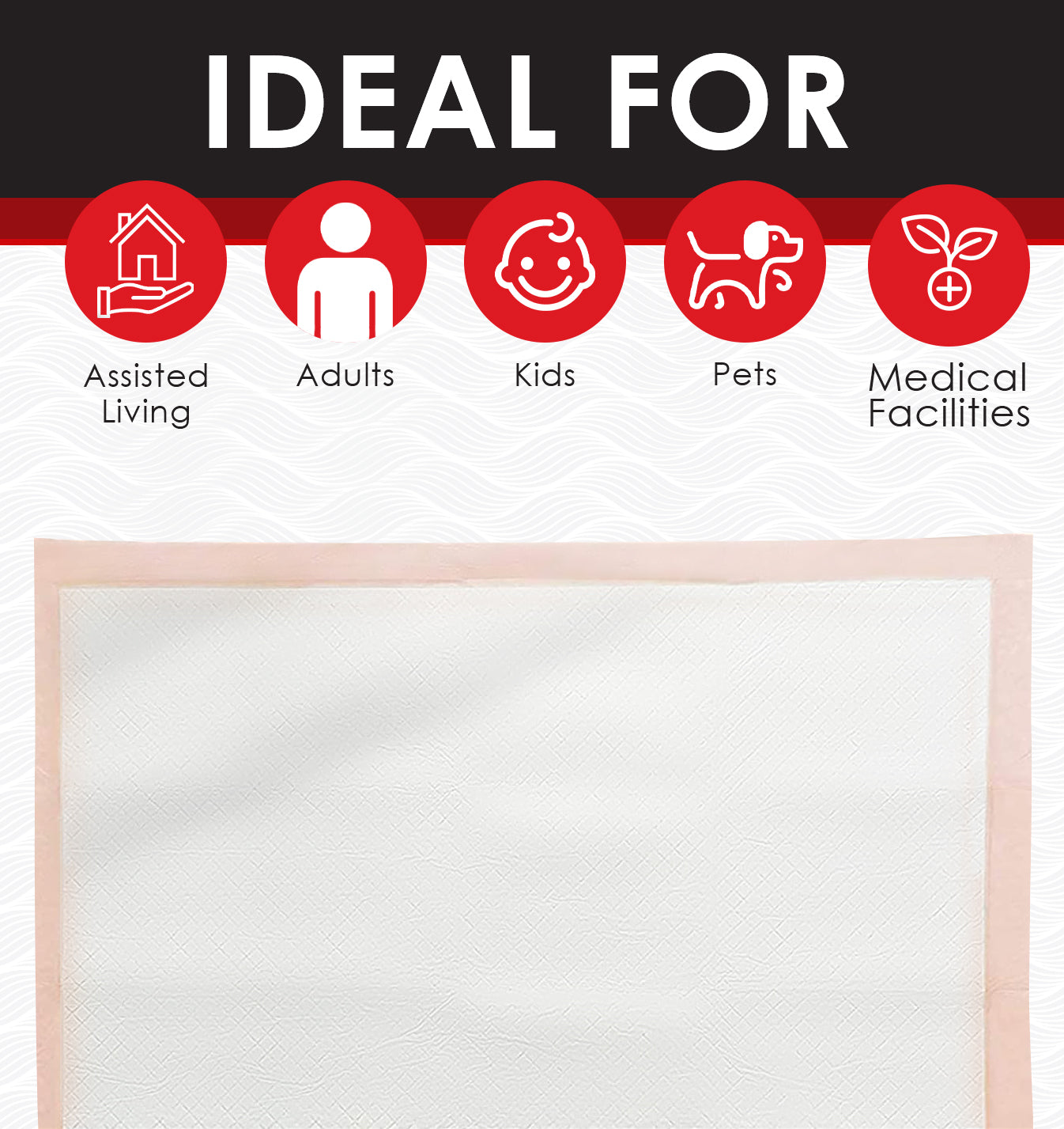 Wave Heavy Absorbency Disposable Incontinence Underpads - Hospital Grade Underpads - Bed Pads & Pee Pads Protection - 30"x36" Quilted Fluff and Polymer Core - Made in The USA
