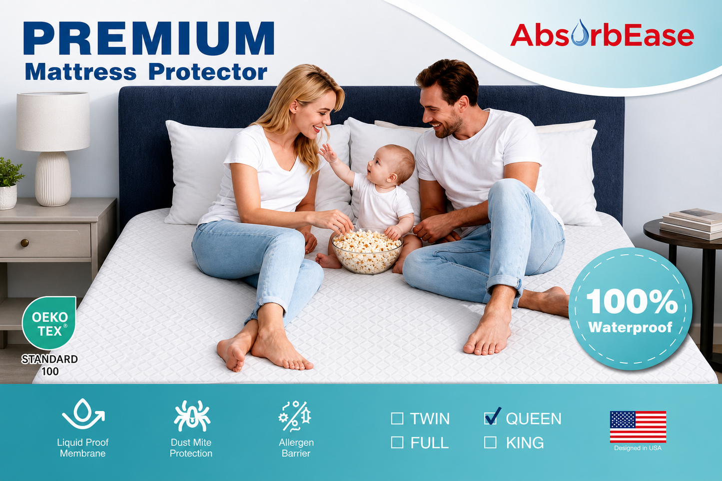 Premium Washable Waterproof Mattress Protector – Ultra-Soft, Breathable Bed Cover for Adults, Kids, Pets & Incontinence Protection